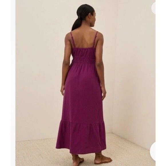 Pact Coastal Double Gauze Maxi Dress In Sangria Size Small Vacation Cruise - Picture 11 of 11